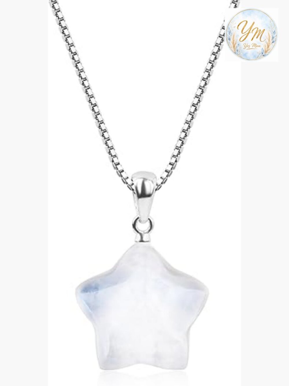 925 Sterling Silver Moonstone Star Pendant Necklace 16-18 inch